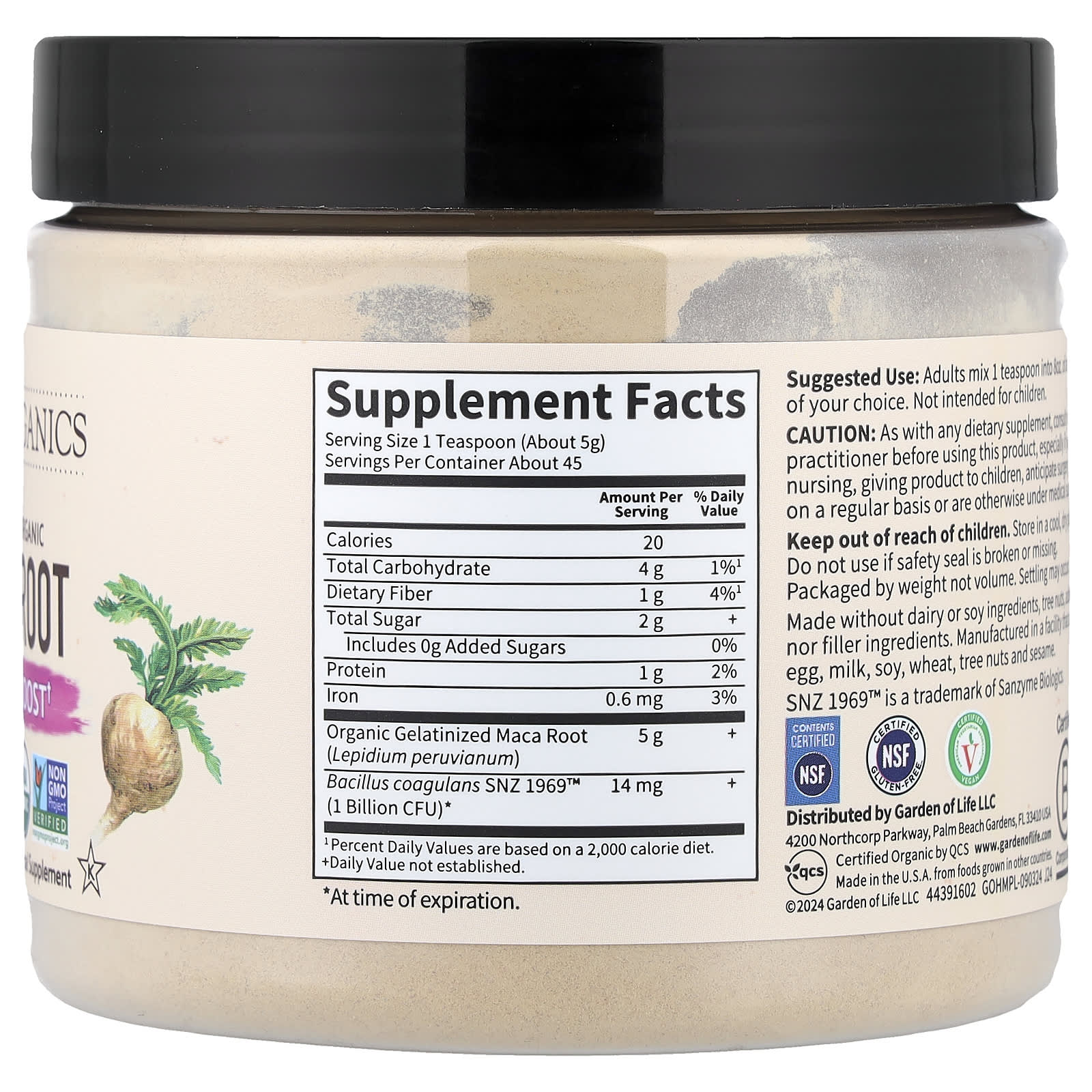 Мака Garden of Life Organics Fair Trade Organic Root Energy Boost, 225 г — фото 2