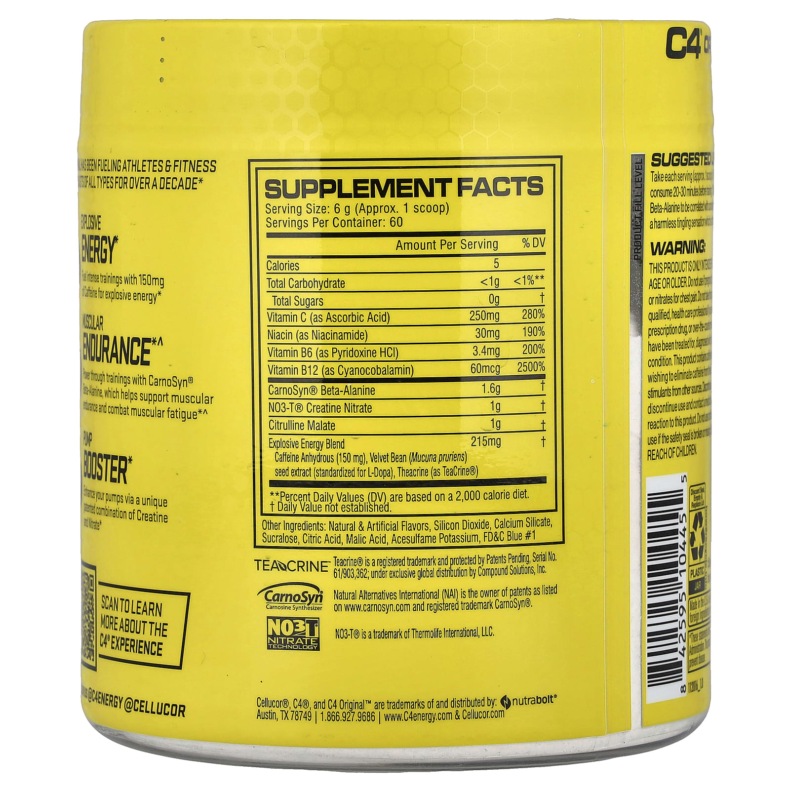Предтренировочный комплекс C4 / Cellucor C4® Original Icy Blue Razz, 360 г — фото 2