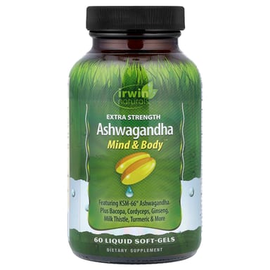 Ашваганда Irwin Naturals, 60 мягких капсул