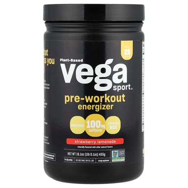 Предтренировочный комплекс Vega Sport Plant-Based, вкус Strawberry Lemonade, 455 г