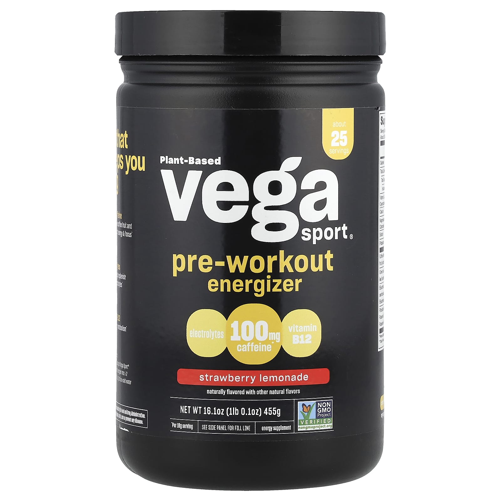 Предтренировочный комплекс Vega Sport Plant-Based, вкус Strawberry Lemonade, 455 г