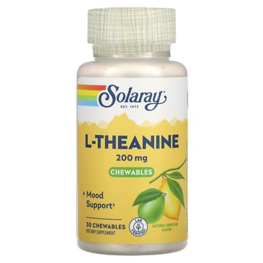 L-теанин Solaray L-Theanine, вкус Natural Lemon-Lime, 200 мг, 30 жевательных таблеток