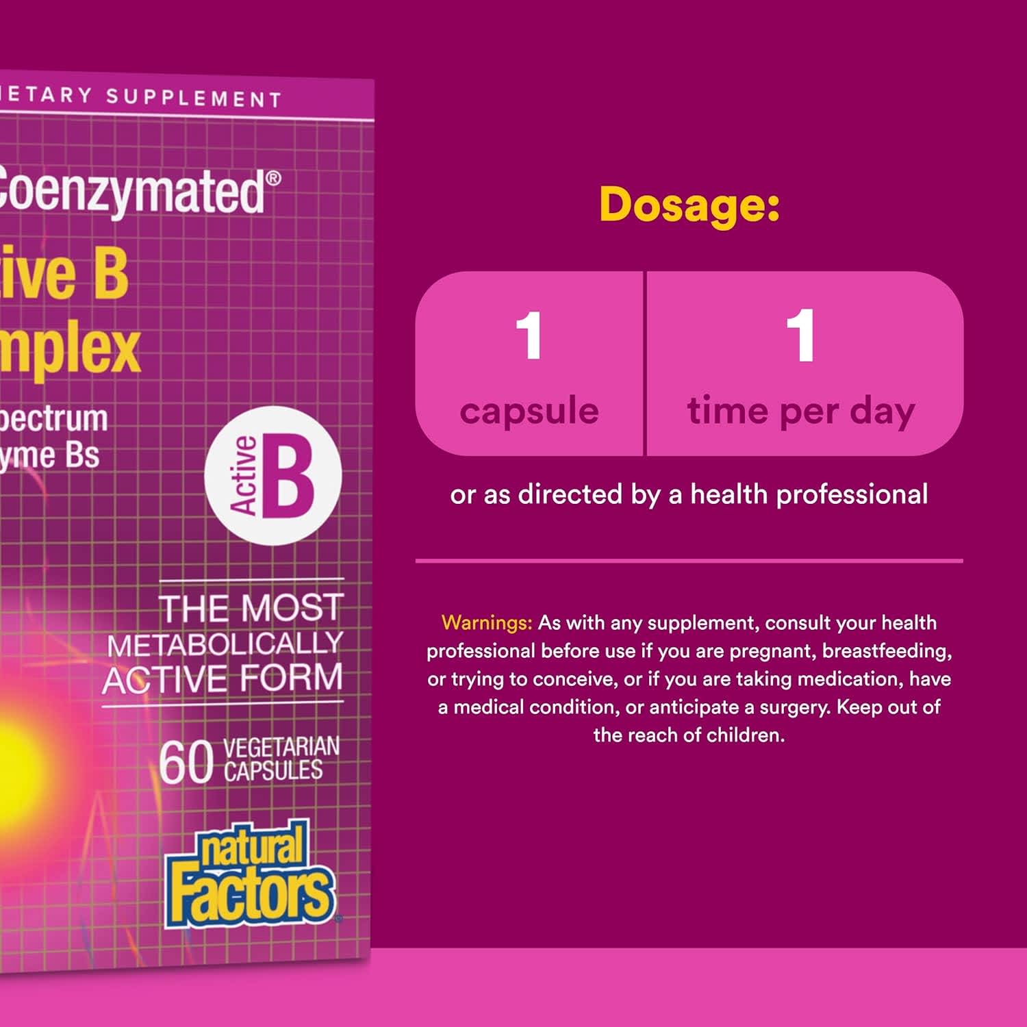 Комплекс витаминов B Natural Factors BioCoenzymated® Active, 60 растительных капсул — фото 5