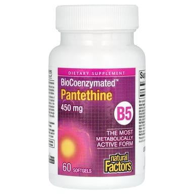 Пантетин Natural Factors BioCoenzymated B5, 450 мг, 60 мягких капсул