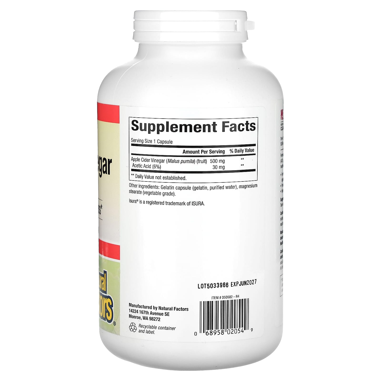Яблочный уксус Natural Factors 360 Easy-to -Swallow Capsules, вкус Fermented Apple Cider Vinegar, 500 мг, капсулы — фото 2