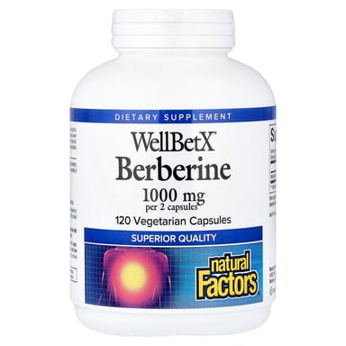 Берберин Natural Factors WellBetX®, 500 мг, 120 растительных капсул