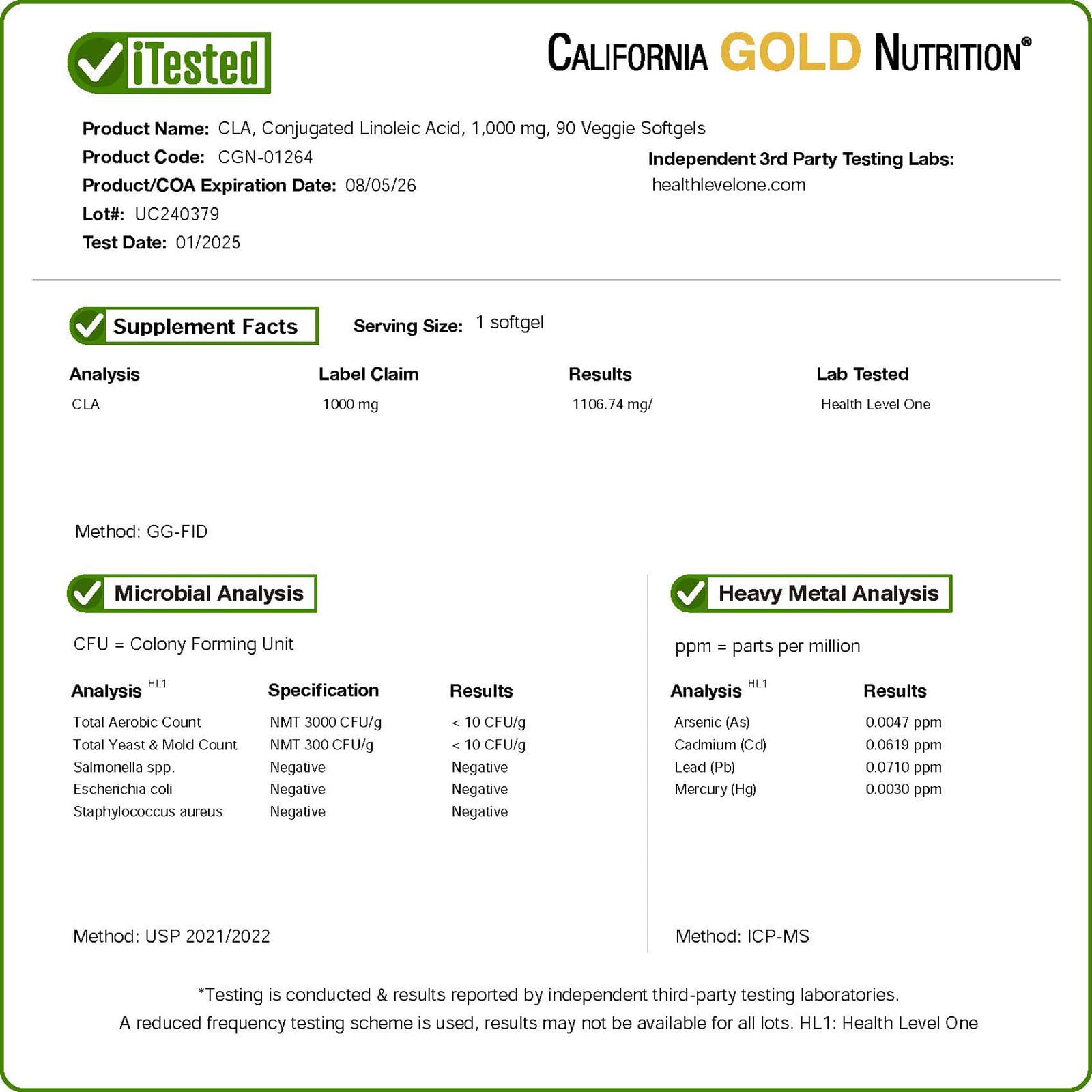 CLA California Gold Nutrition Conjugated Linoleic Acid 90 Veggie, 1000 мг, мягкие капсулы — фото 2