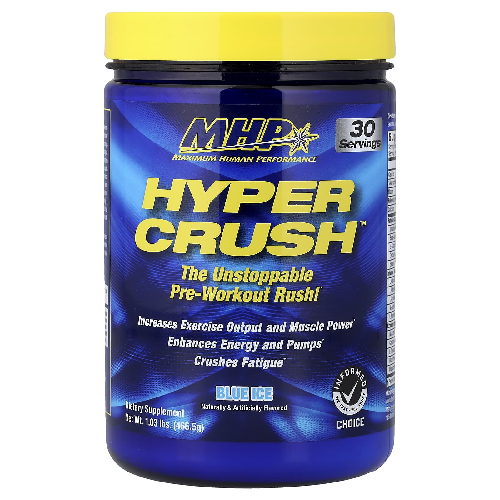 Предтренировочный комплекс MHP Hyper Crush™ Blue Ice, 466.5 г