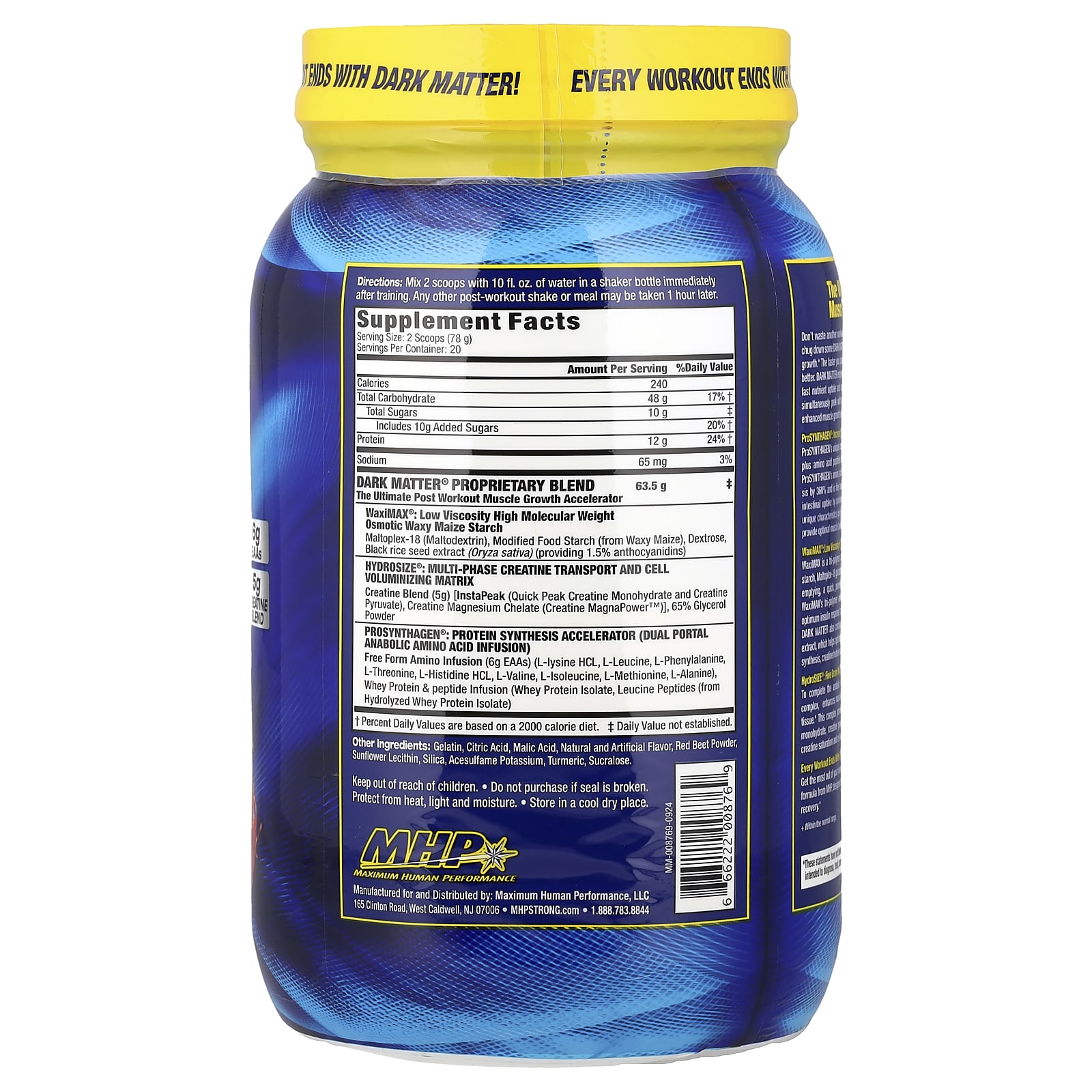 Восстановление после тренировки MHP Dark Matter® Post-Workout Muscle Growth Accelerator, вкус Fruit Punch, 560 г — фото 2