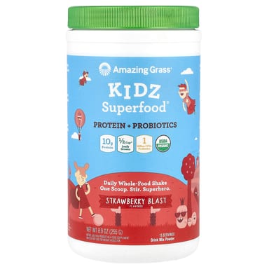 Пробиотик Amazing Grass Kidz Superfood® Protein Strawberry Blast, 255 г