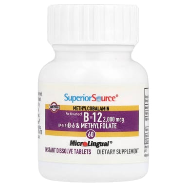 Метил B12 Superior Source Activated B-6 (P-5-P) & Methylfolate, 60 быстрорастворимых таблеток MicroLingual
