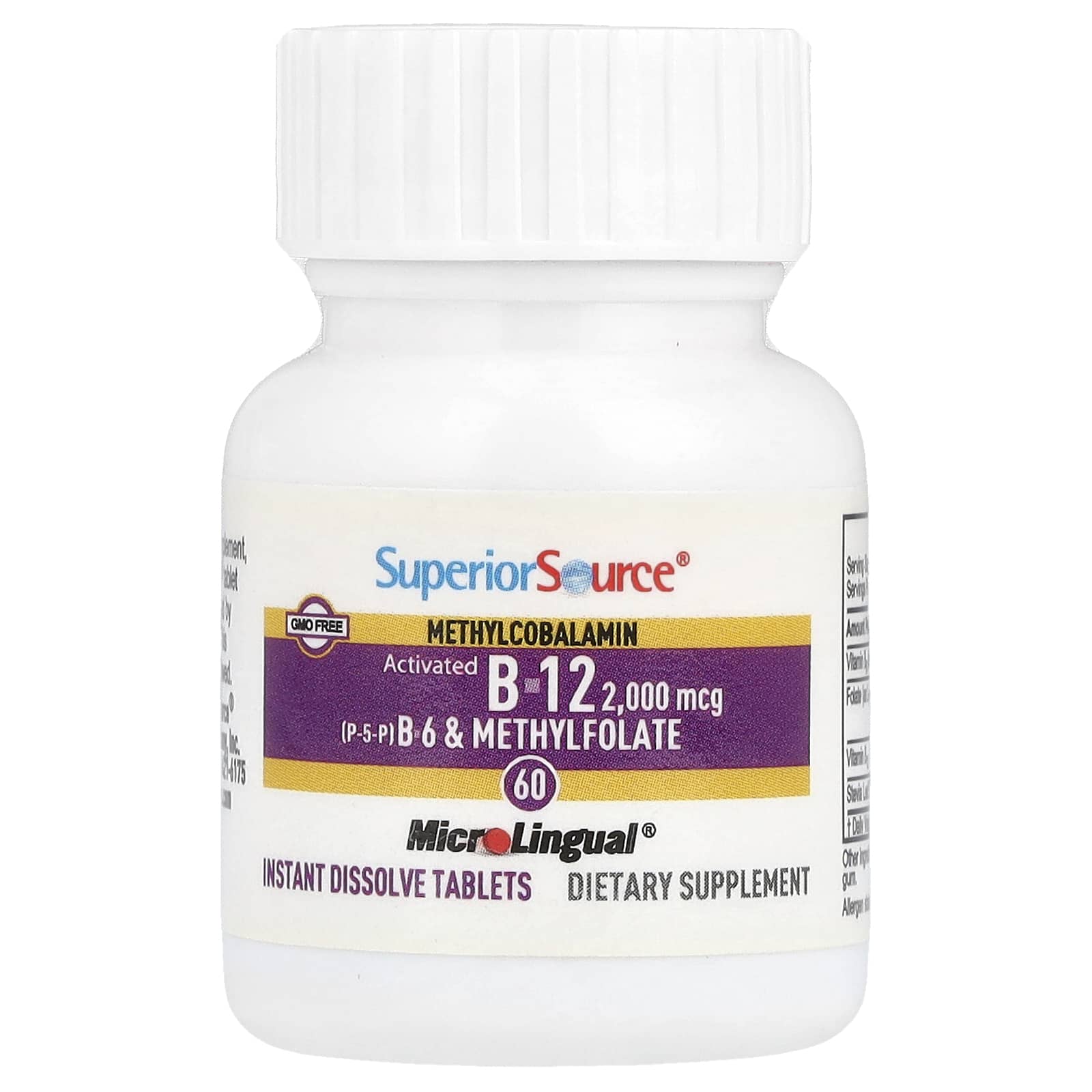 Метил B12 Superior Source Activated B-6 (P-5-P) & Methylfolate, 60 быстрорастворимых таблеток MicroLingual