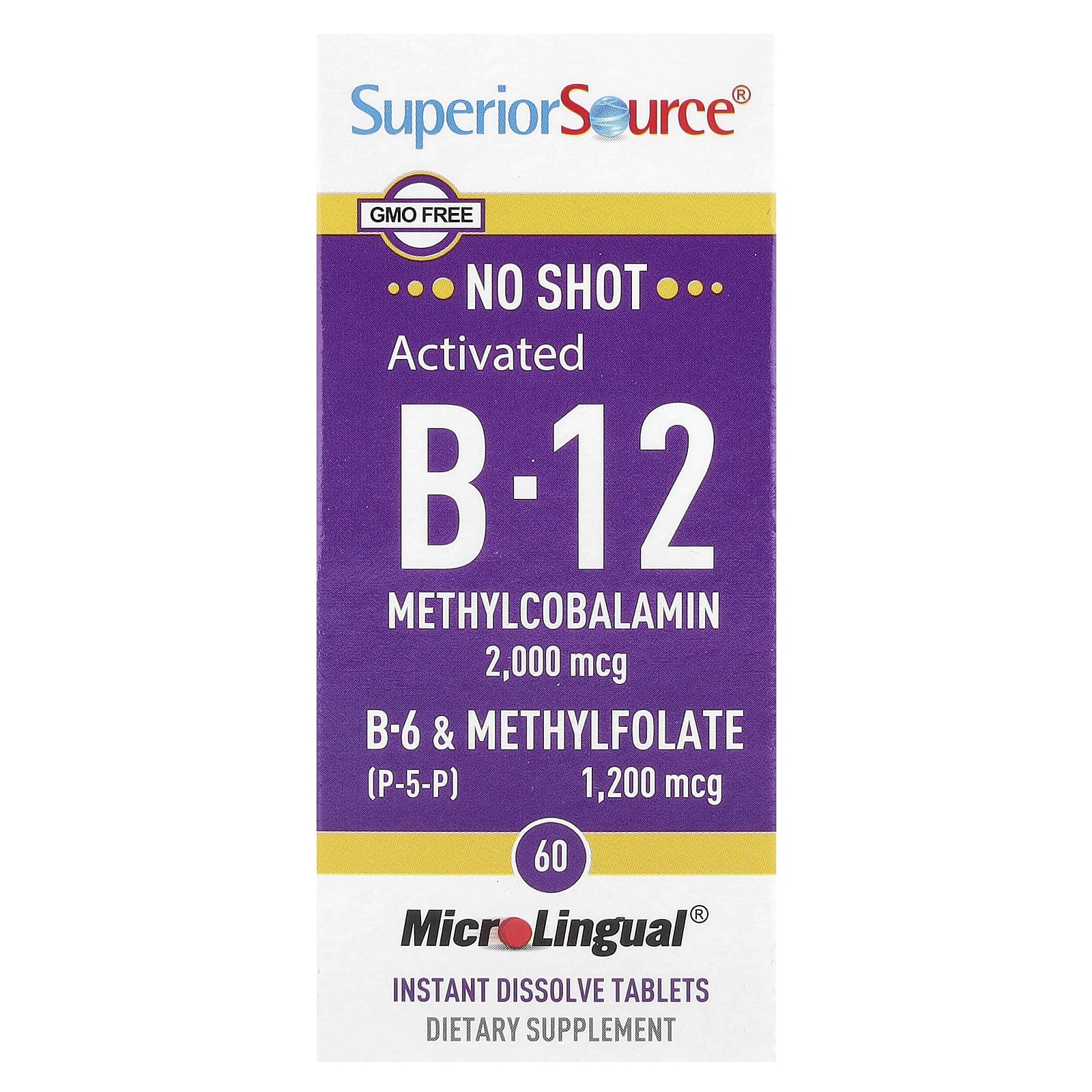 Метил B12 Superior Source Activated B-6 (P-5-P) & Methylfolate, 60 быстрорастворимых таблеток MicroLingual — фото 2