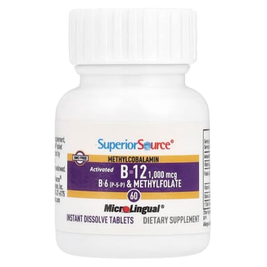 Метил B12 Superior Source Activated B-6 (P-5-P) & Methylfolate, 60 быстрорастворимых таблеток MicroLingual