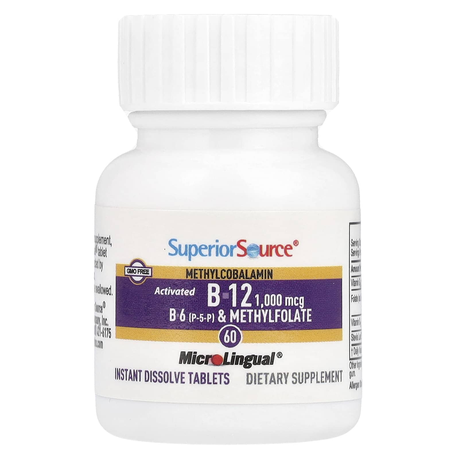 Метил B12 Superior Source Activated B-6 (P-5-P) & Methylfolate, 60 быстрорастворимых таблеток MicroLingual