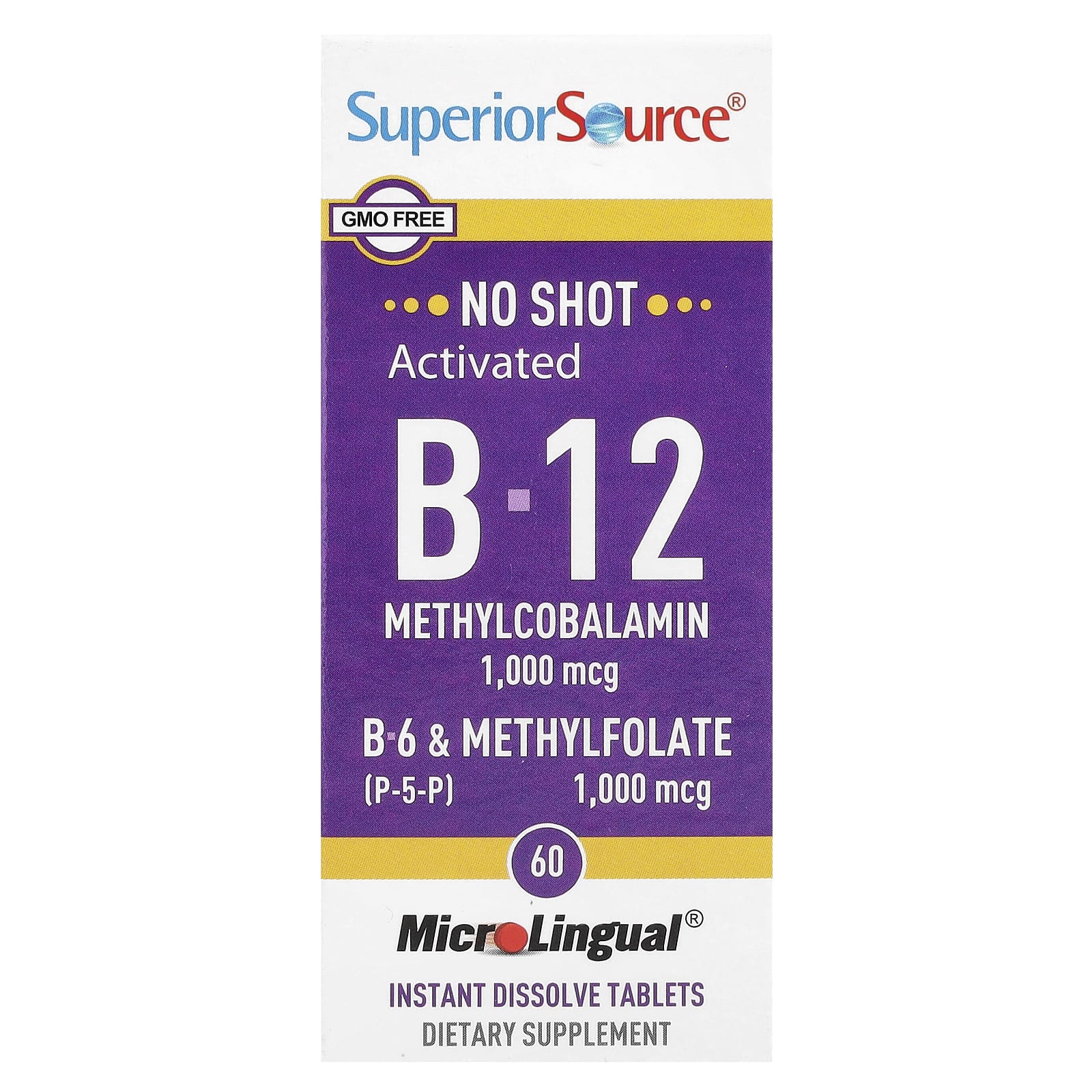 Метил B12 Superior Source Activated B-6 (P-5-P) & Methylfolate, 60 быстрорастворимых таблеток MicroLingual — фото 2