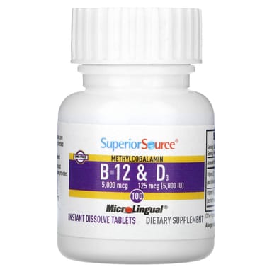 Метил B12 Superior Source & Vitamin D3, 100 быстрорастворимых таблеток MicroLingual