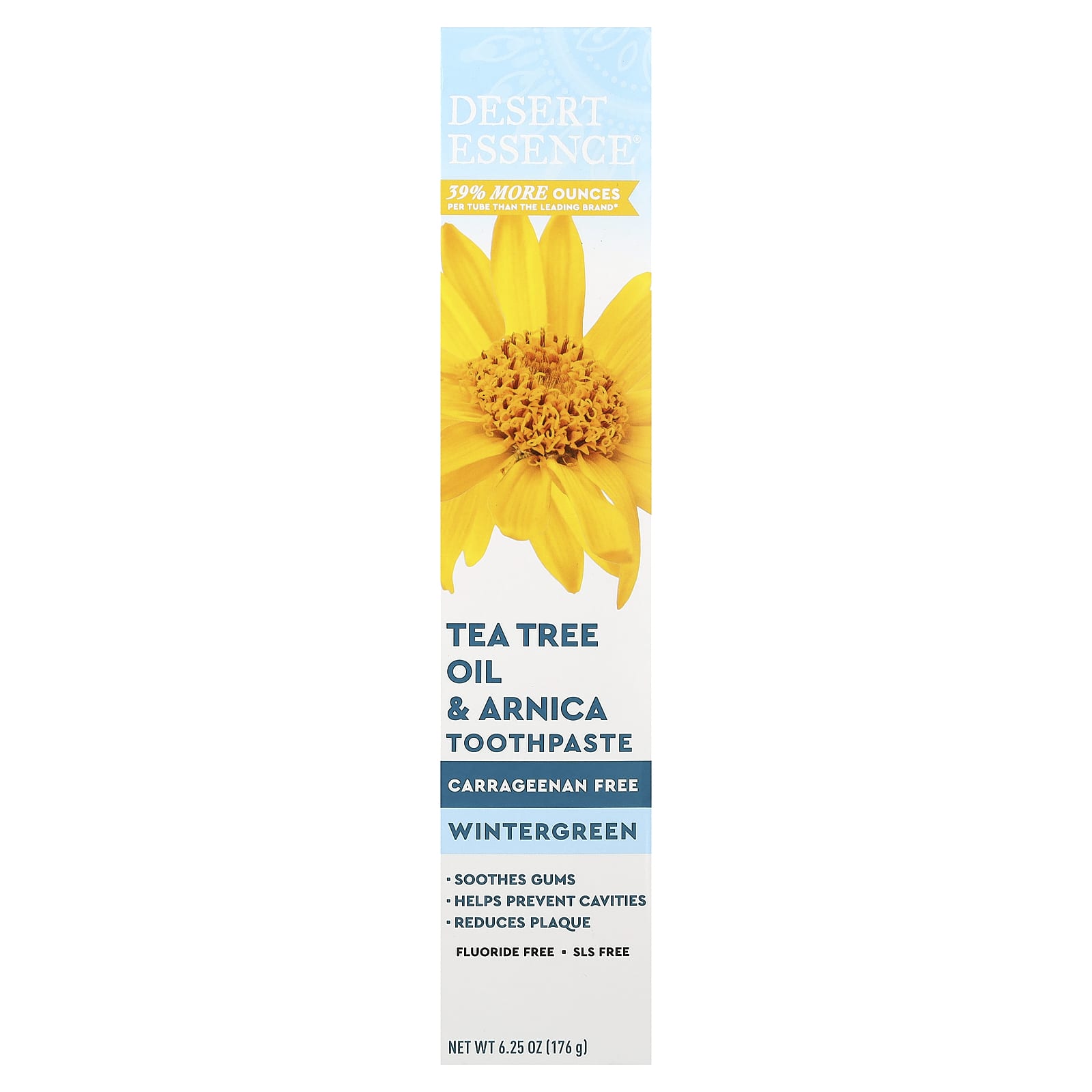 Масло чайного дерева Desert Essence & Arnica Toothpaste, оттенок Wintergreen, 176 г — фото 2