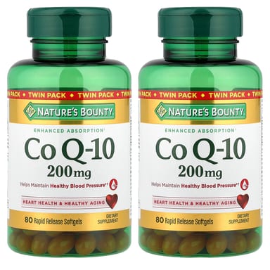 Коэнзим Q10 Nature's Bounty, 200 мг, 2 бутылки по 80 мягких капсул