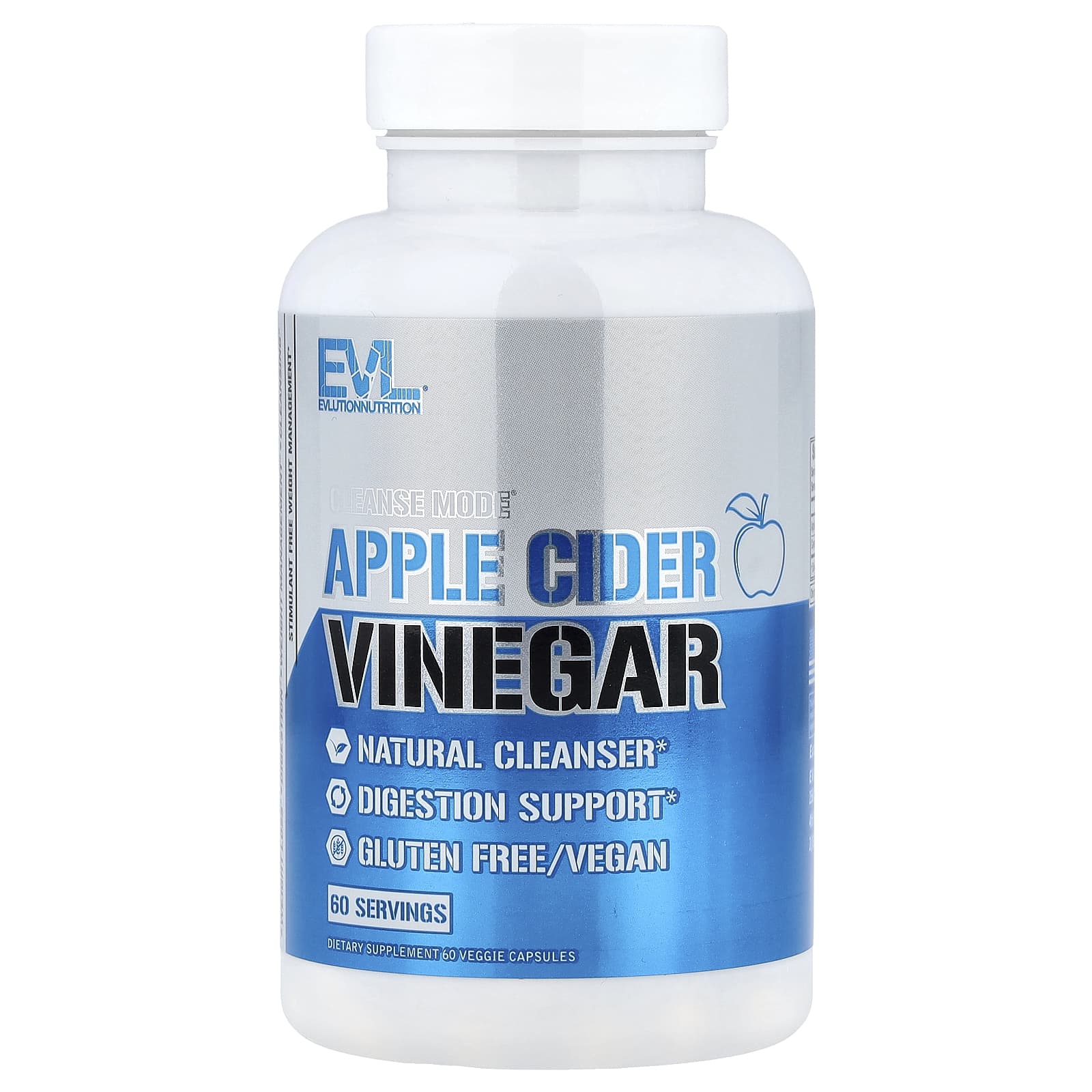 Яблочный уксус EVLution Nutrition Cleanse Mode®, вкус Apple Cider Vinegar, 60 растительных капсул