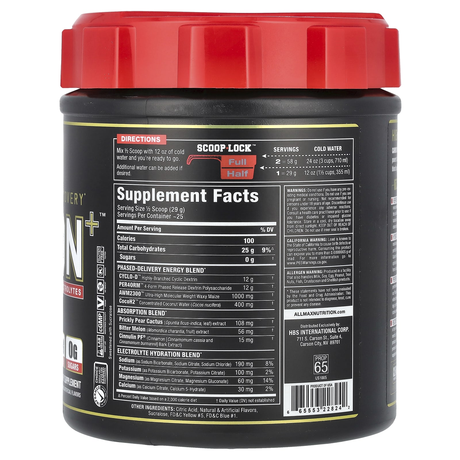 Электролиты ALLMAX CARBION+™, вкус Lemon Lime, 725 г — фото 2