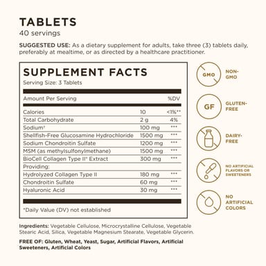 Гиалуроновая кислота Solgar Glucosamine Chondroitin MSM, 60 таблеток