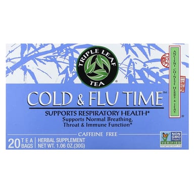 Травяной чай Triple Leaf Tea Cold & Flu Time 20 Tea Bags, без кофеина, 30 г, чайные пакетики