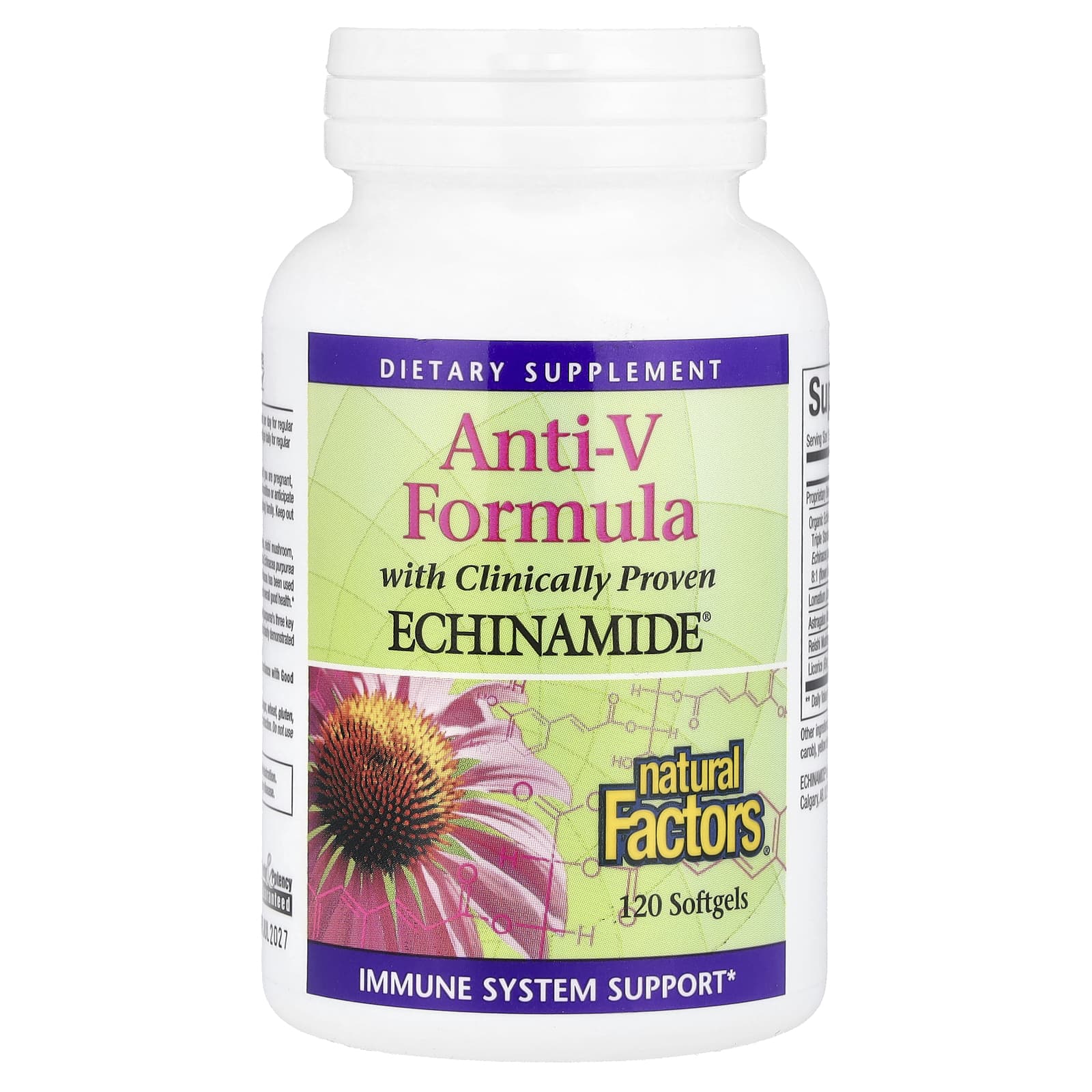 Комплекс Natural Factors Anti-V with Clinically Proven Echinamide®, 120 мягких капсул