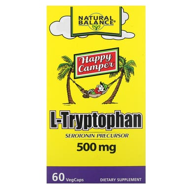 L-триптофан Natural Balance Happy Camper L-Tryptophan, 500 мг, 60 растительных капсул