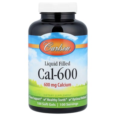 Кальций Cal-600 Carlson Liquid Filled Cal-600, 600 мг, 100 мягких капсул