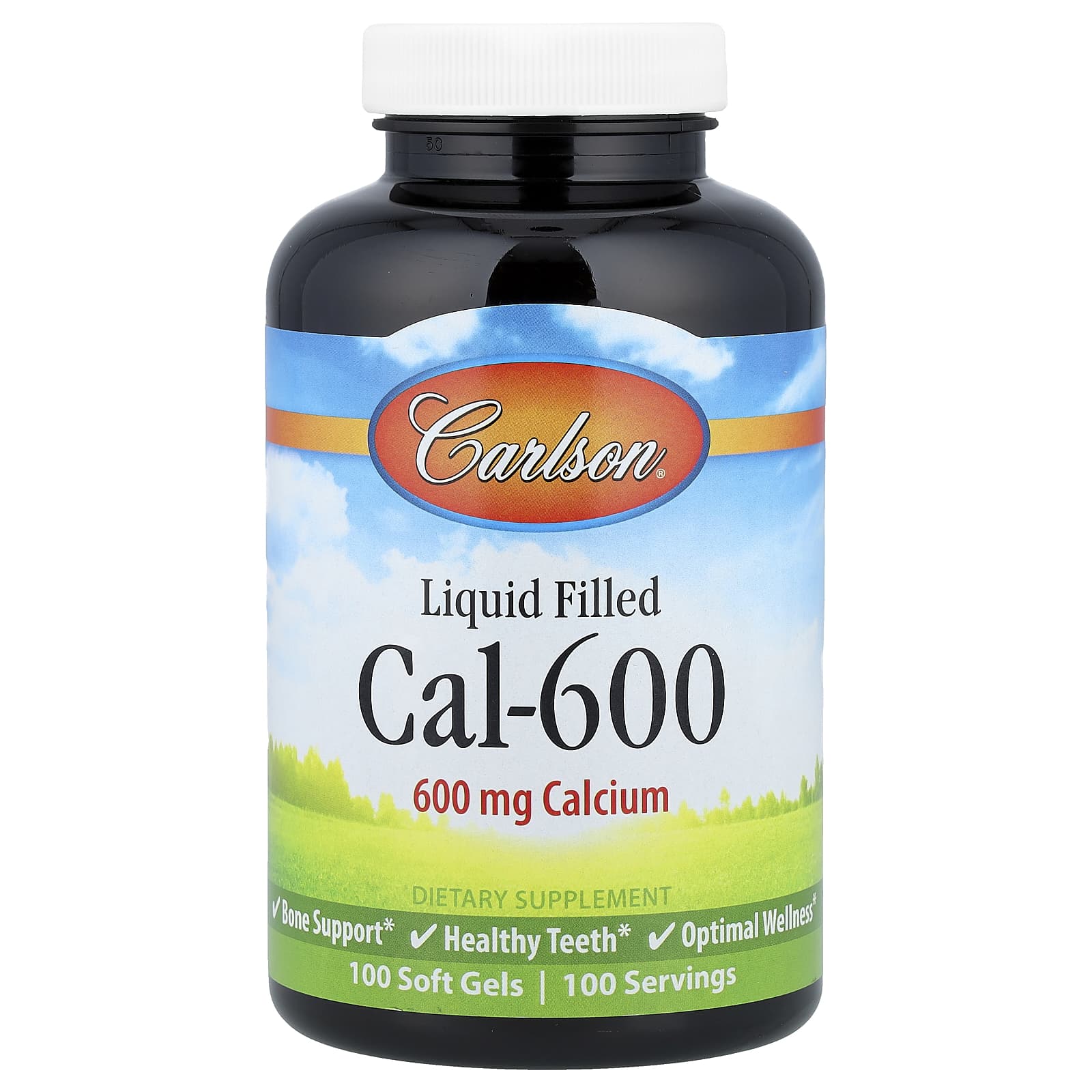 Кальций Cal-600 Carlson Liquid Filled Cal-600, 600 мг, 100 мягких капсул