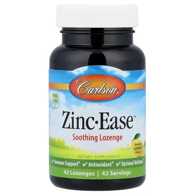 Фото товара: Цинк Carlson -Ease™ Soothing Lozenge, вкус «натуральный лимон», 42 пастилки