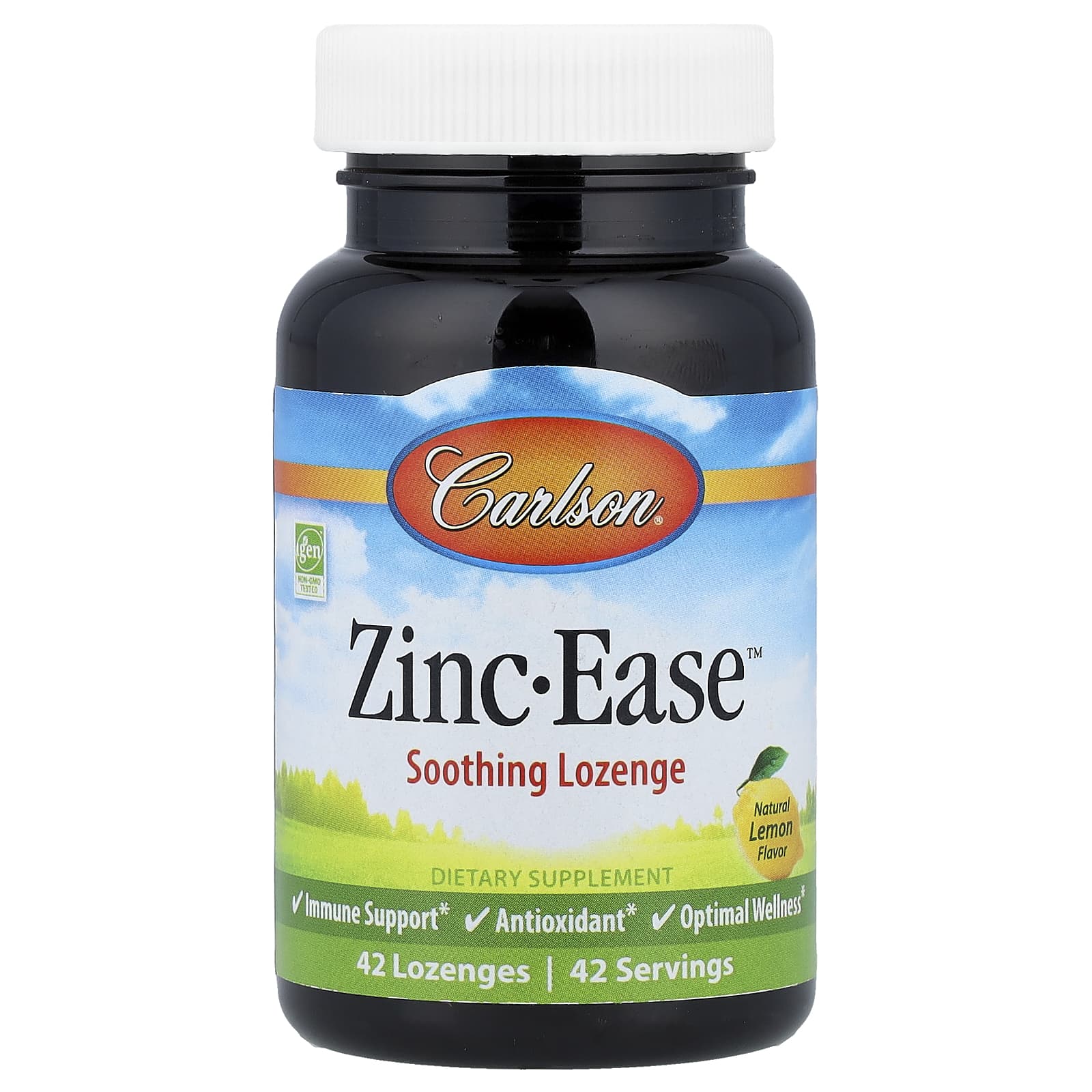 Цинк Carlson -Ease™ Soothing Lozenge, вкус Natural Lemon, 42 пастилок