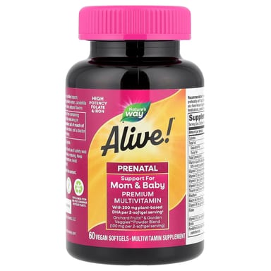 Мультивитамины Nature's Way Alive!® Prenatal Premium Berry, 60 мягких капсул