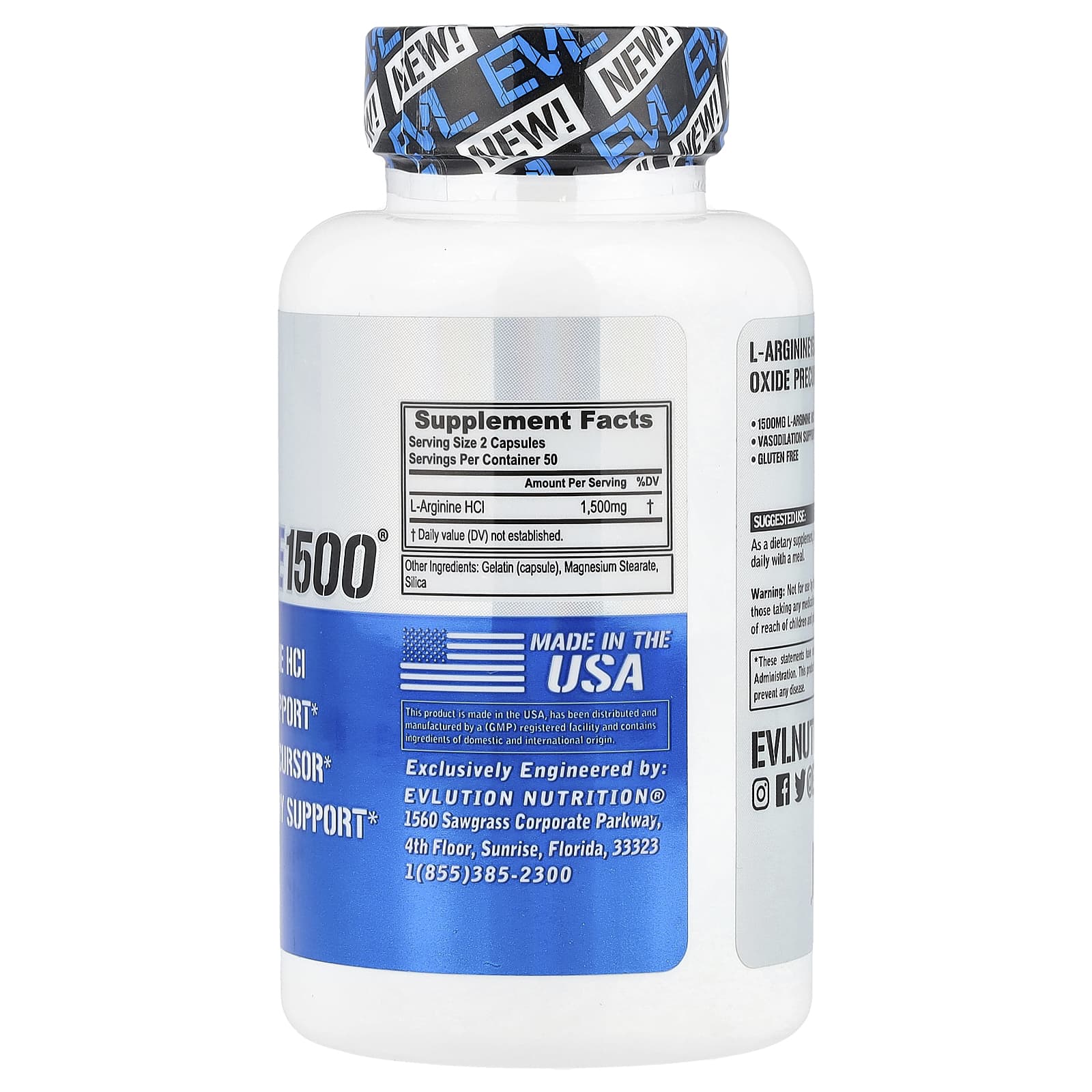 L-Аргинин 1500® EVLution Nutrition, 100 капсул (750 мг на капсулу) — фото 5