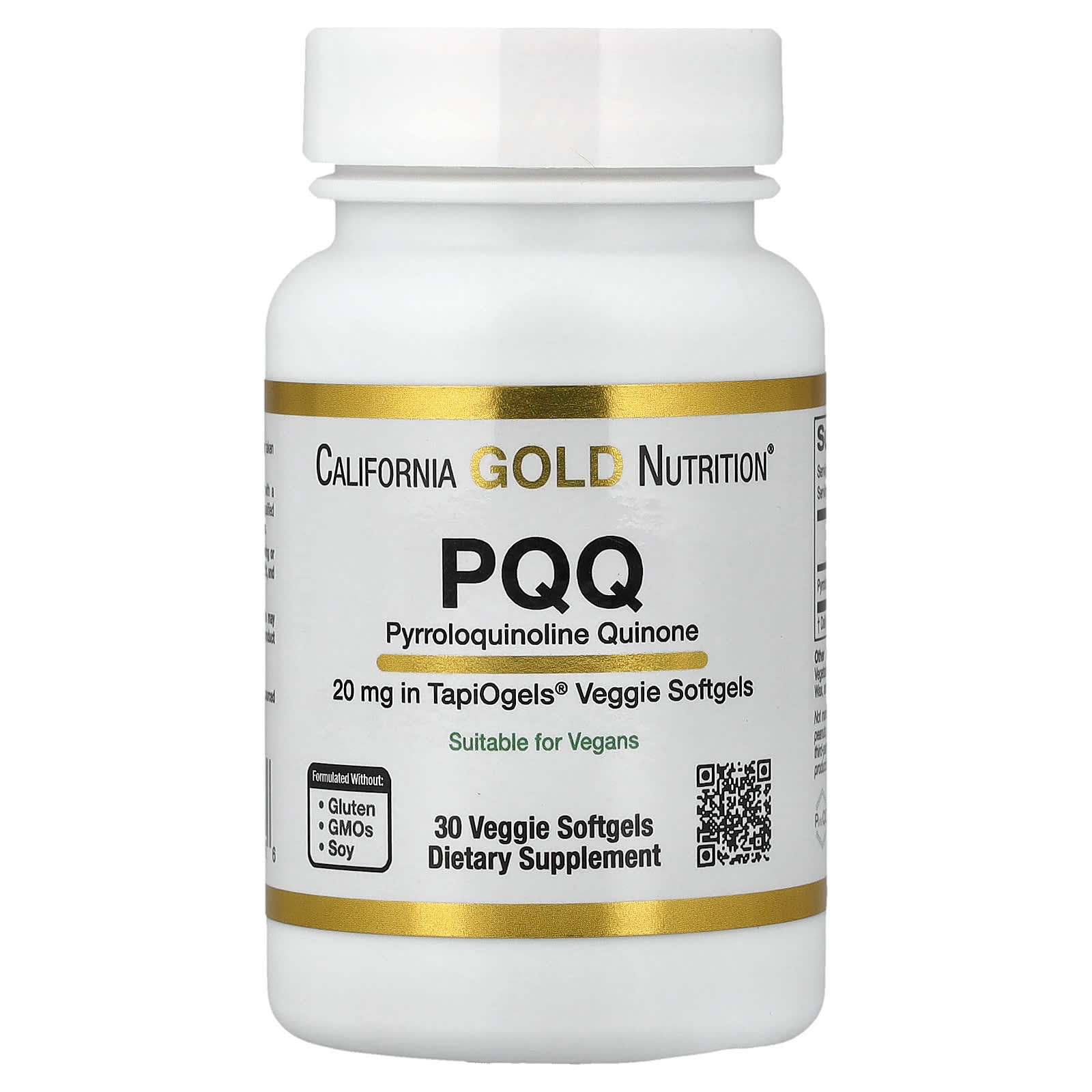 PQQ (пирролохинолинхинон) California Gold Nutrition 30 Veggie, 20 мг, мягкие капсулы — фото 4