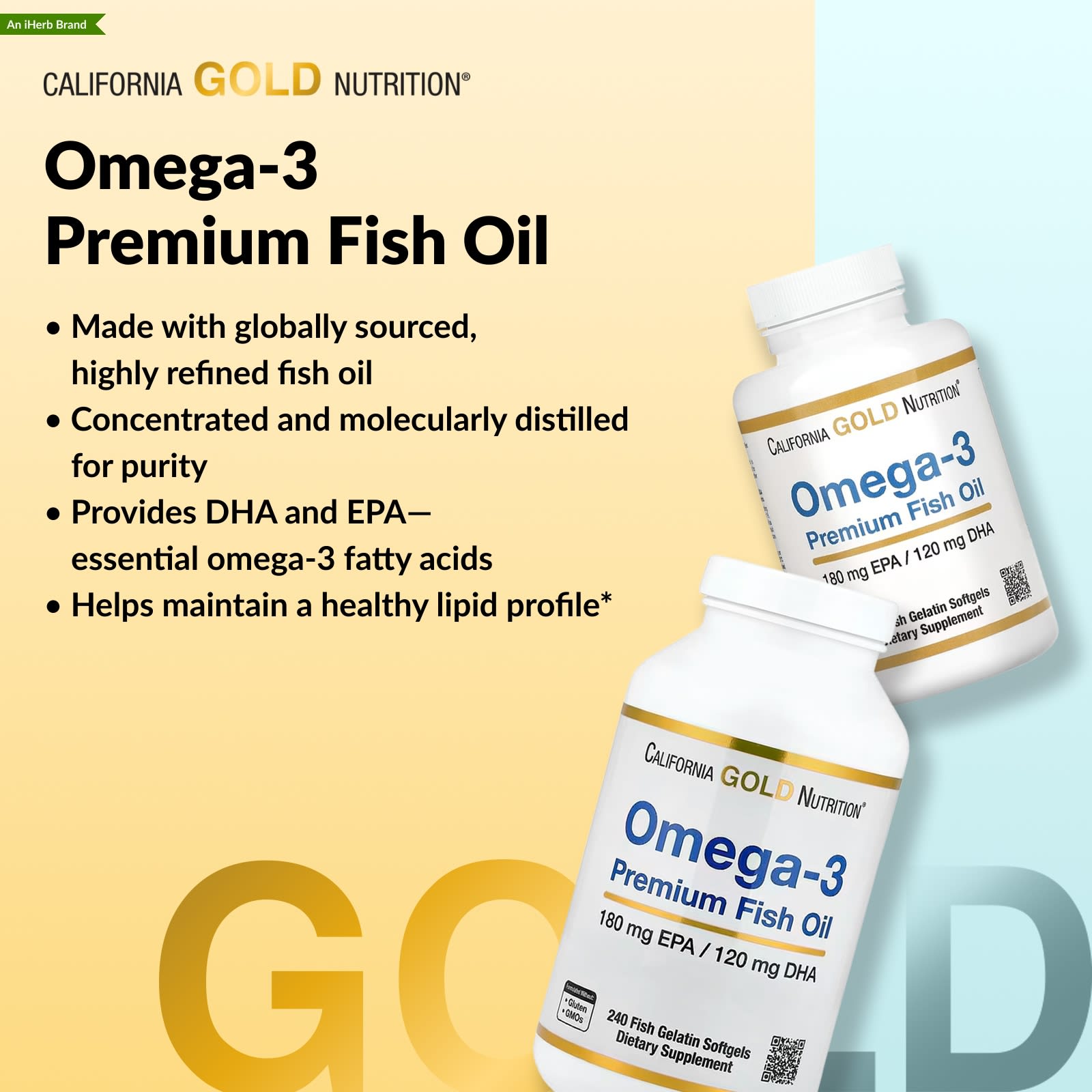 Рыбий жир California Gold Nutrition Omega-3 Premium 240 Fish Gelatin, мягкие капсулы — фото 4