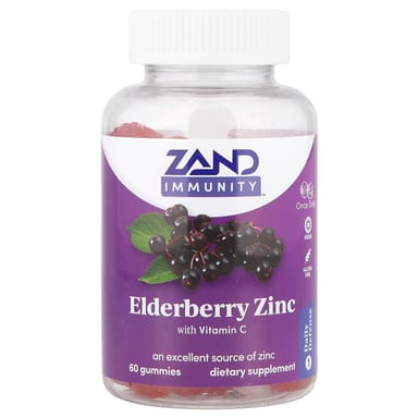 Бузина Zand Immunity™, вкус Elderberry Zinc with Vitamin C, 60 жевательных пастилок