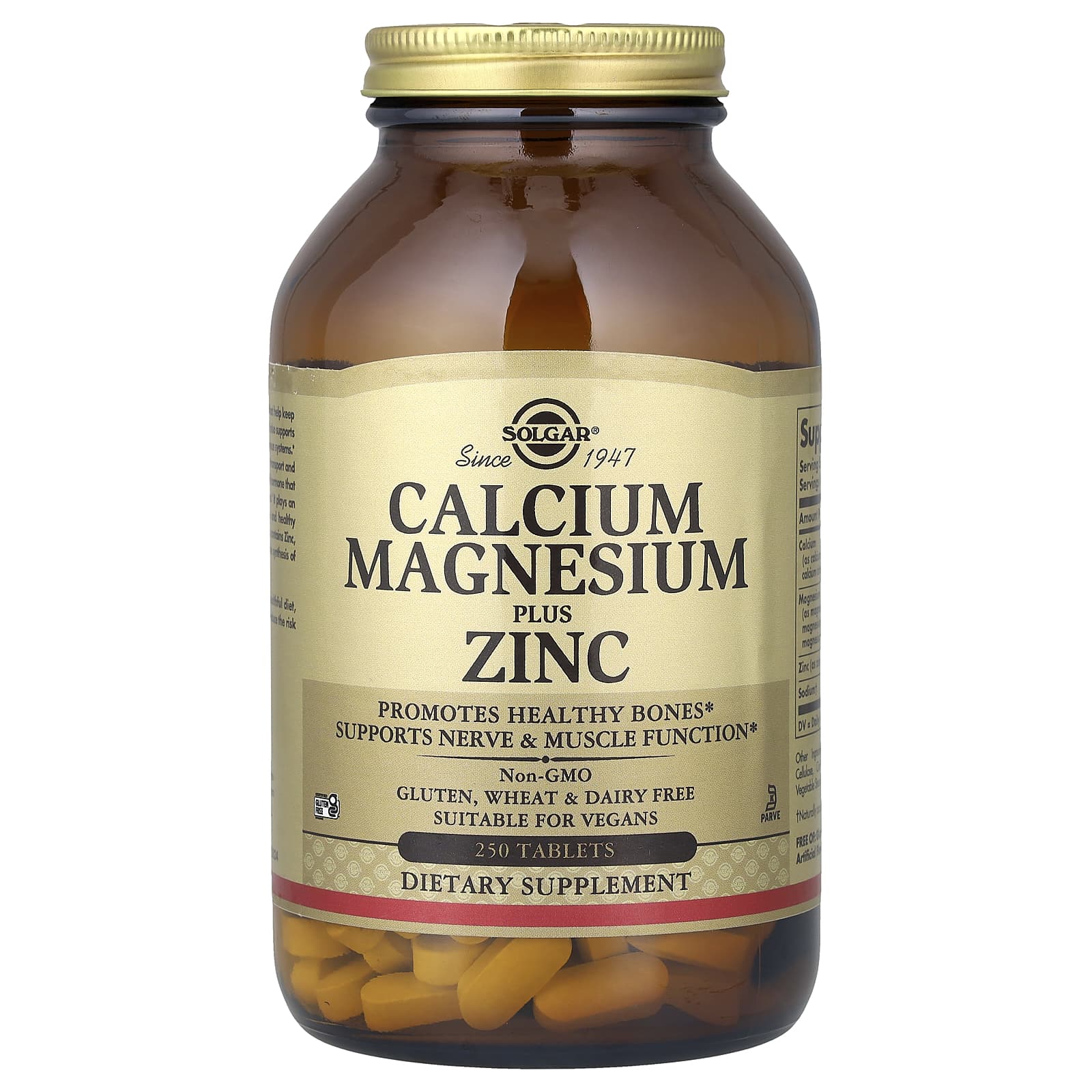 Магний Solgar Calcium Plus Zinc, 250 таблеток — фото 1
