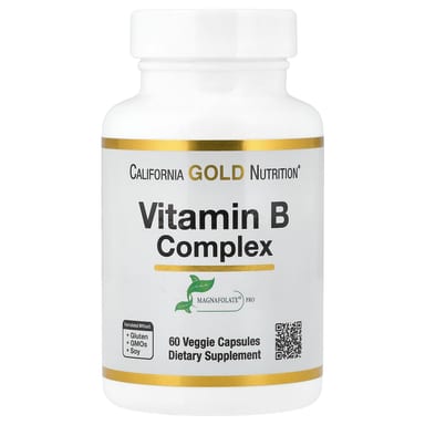 Комплекс витаминов B California Gold Nutrition with Folate Pantothenic Acid and Vitamin B6, оттенок Biotin, 60 растительных капсул