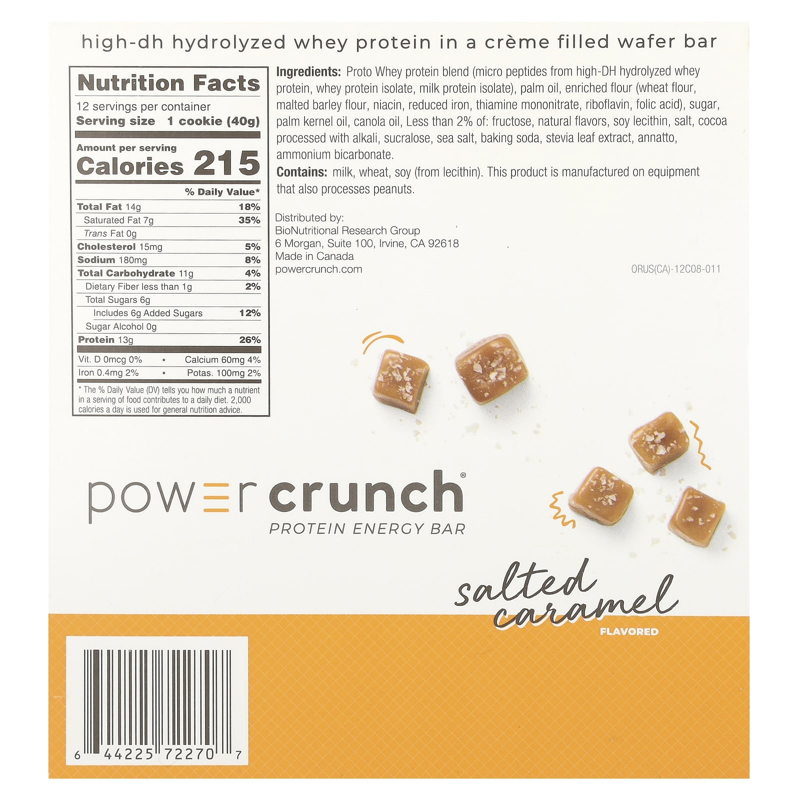 Протеин BNRG Power Crunch® Energy Bar Salted Caramel, 40 г, 12 шт., батончик — фото 2
