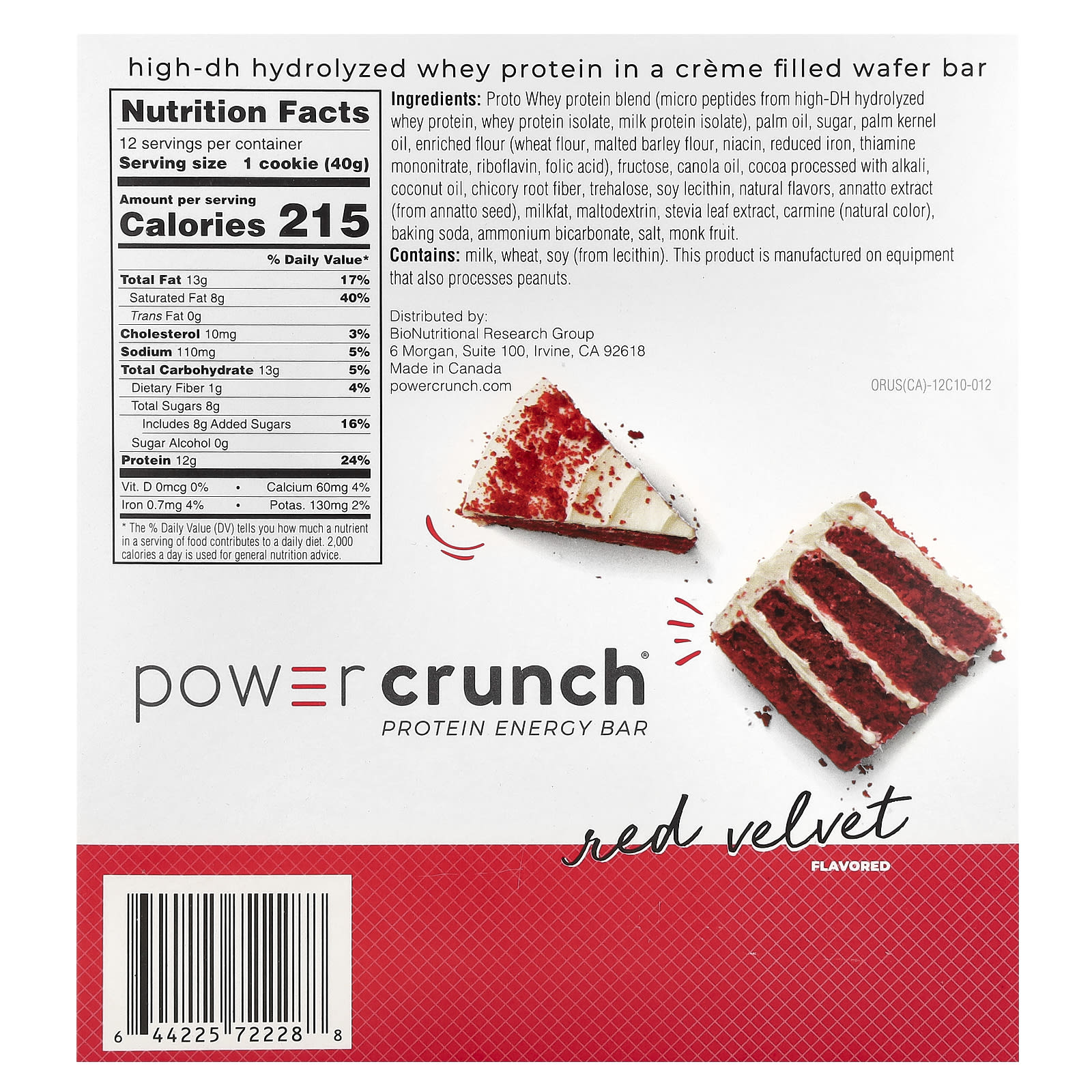 Протеин BNRG Power Crunch® Energy Bar Red Velvet, 40 г, 12 шт., батончик — фото 3