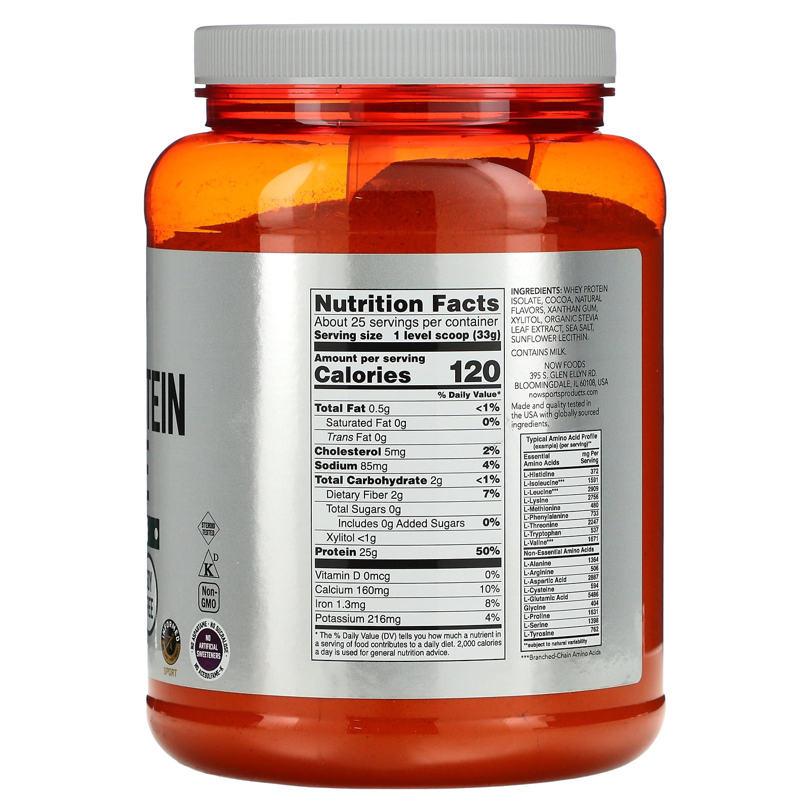 Сывороточный протеин NOW Foods Sports Isolate, вкус Creamy Chocolate, 816 г — фото 2