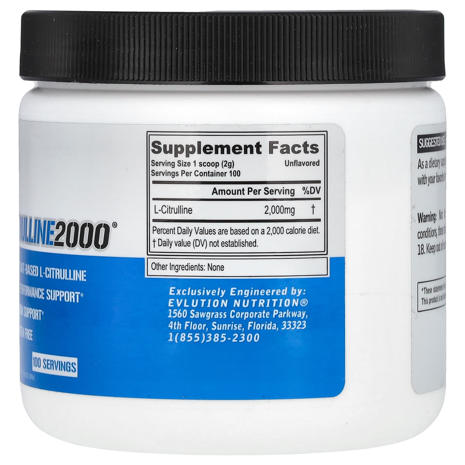L-цитруллин EVLution Nutrition L-Citrulline 2000, без вкуса, 200 г — фото 2
