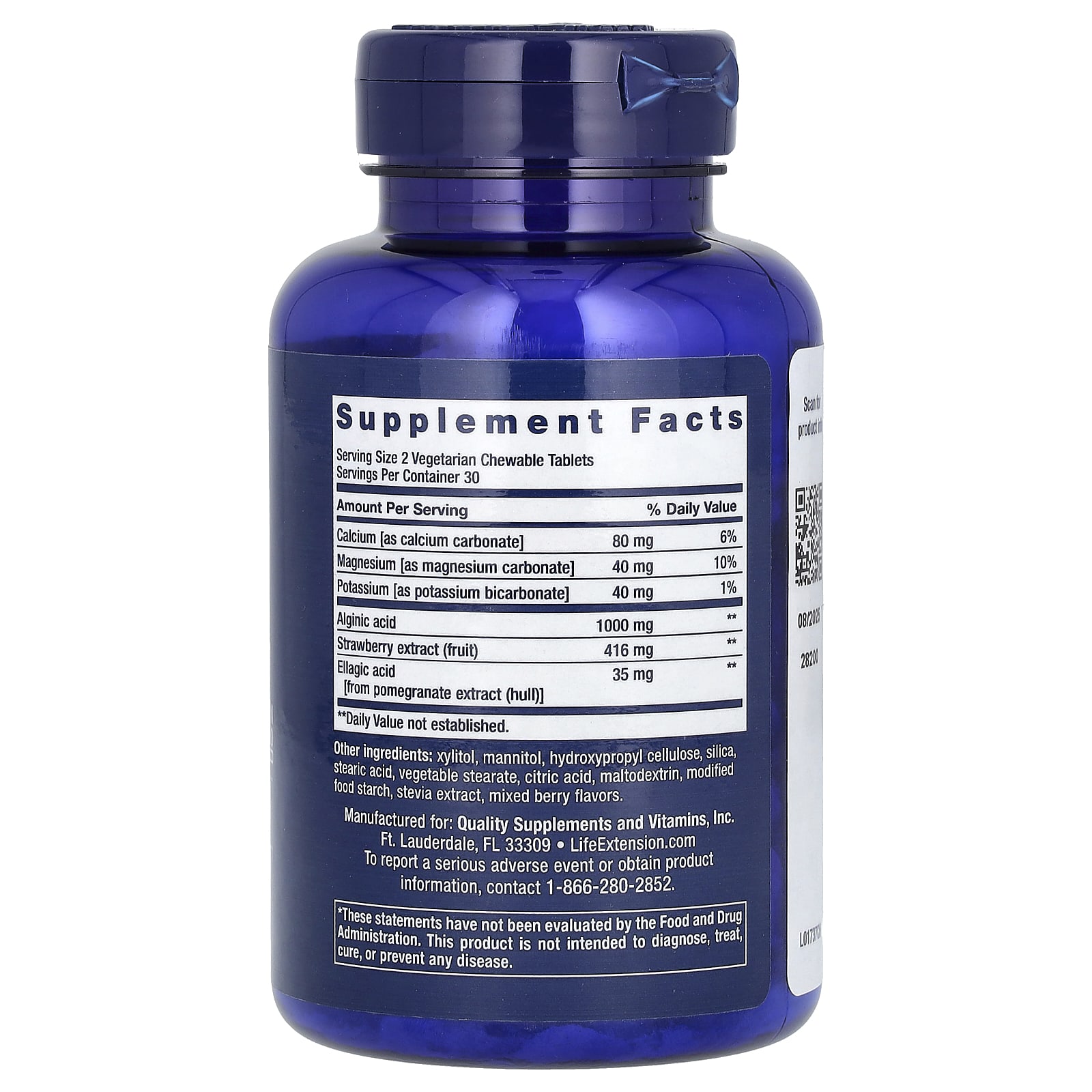Комплекс Esophageal Guardian Life Extension 60 Vegetarian, вкус Berry, жевательные таблетки — фото 2