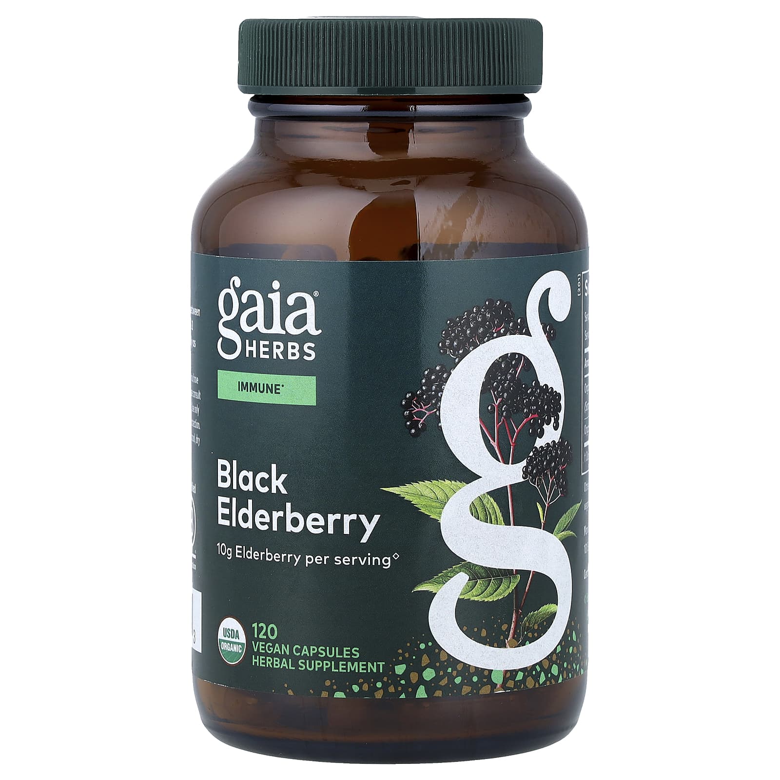 Бузина Gaia Herbs, вкус Black Elderberry, 120 растительных капсул