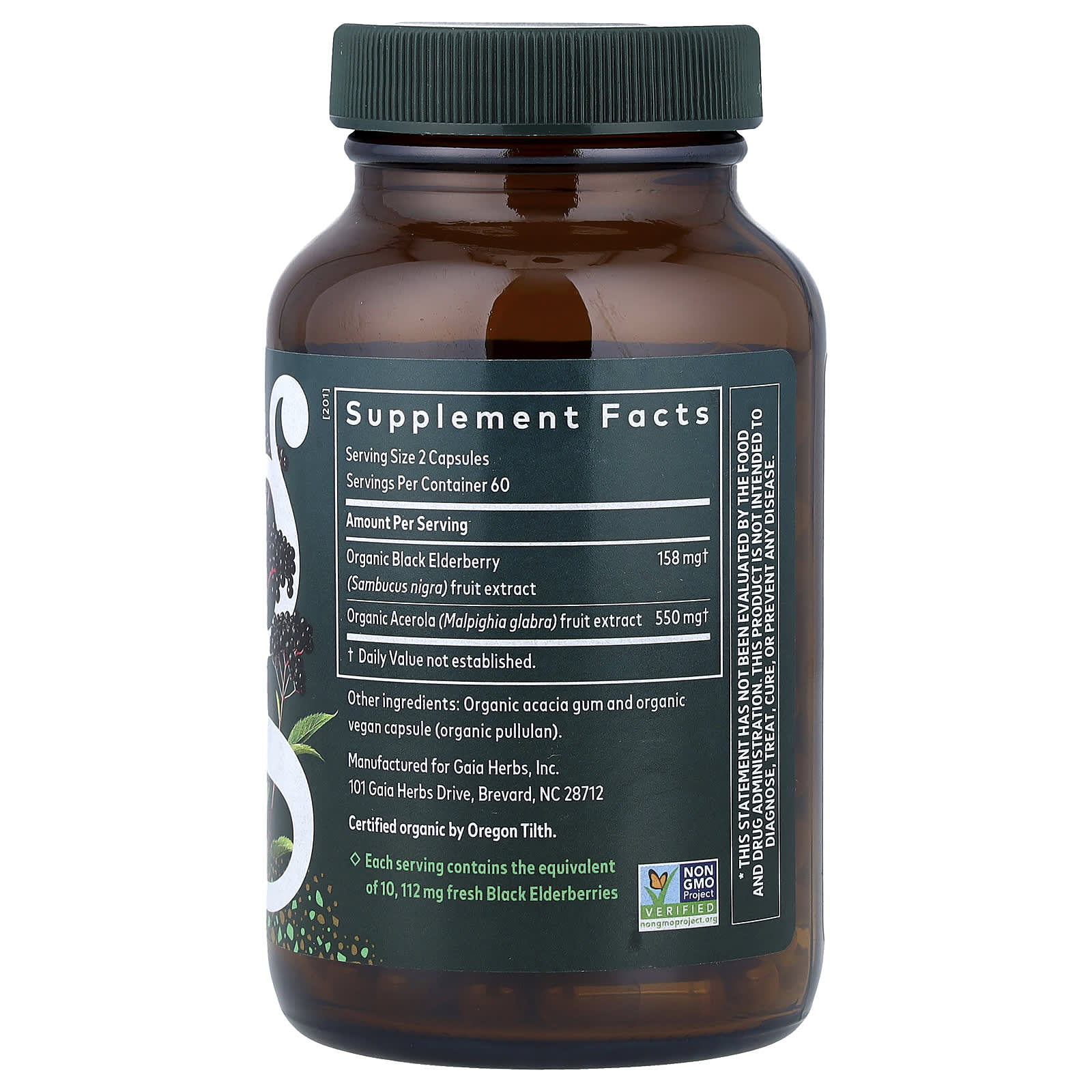 Бузина Gaia Herbs, вкус Black Elderberry, 120 растительных капсул — фото 2