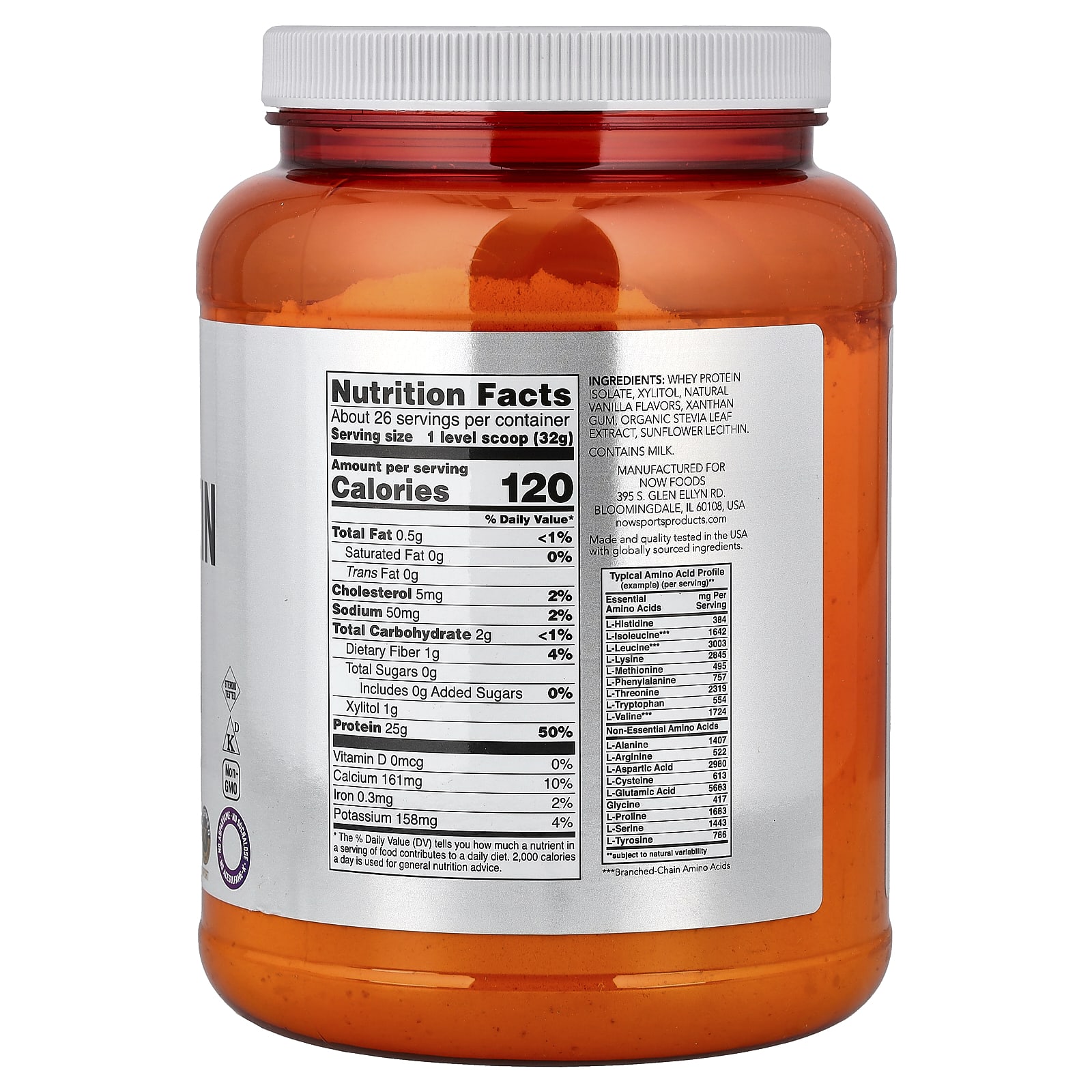 Сывороточный протеин NOW Foods Sports Isolate, вкус Creamy Vanilla, 816 г — фото 2