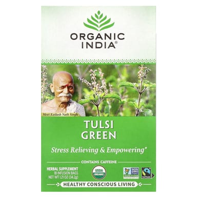 Зеленый чай Organic India Tulsi, оттенок 18 Infusion Bags, 34.2 г