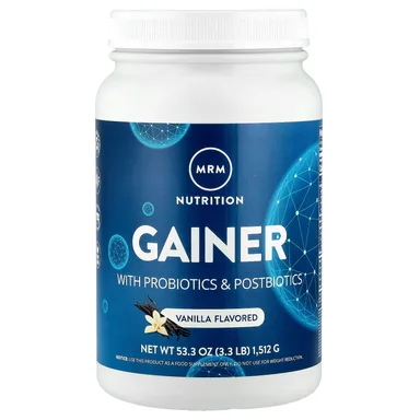 Фото товара: Пробиотик MRM Nutrition Gainer with & Postbiotics, вкус «ваниль», 1512 г, 3.